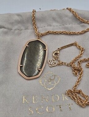 Kendra Scott Reid Necklace in Rose Gold and Pyrite Rare Color Htf New‎